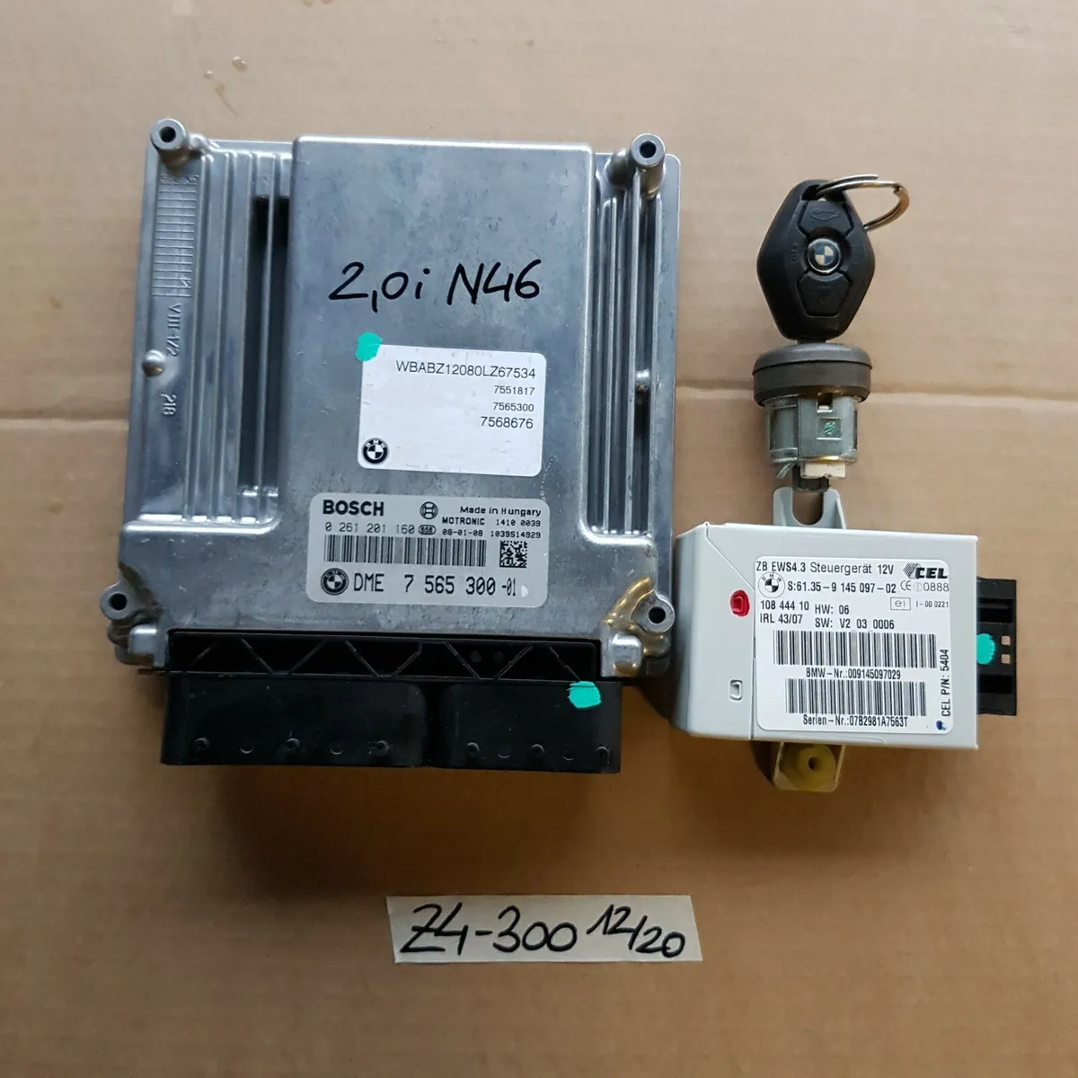 BMW Z4 E85 Motor Steuergerät DME Bosch 7565300 + EWS Modul 9145097 + Schlüssel