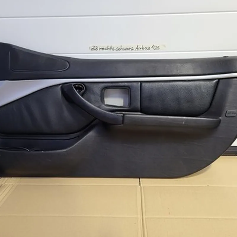BMW Z3 Tür Verkleidung Leder Schwarz RECHTS + Griff + Chrom Leiste Airbag-Klappe