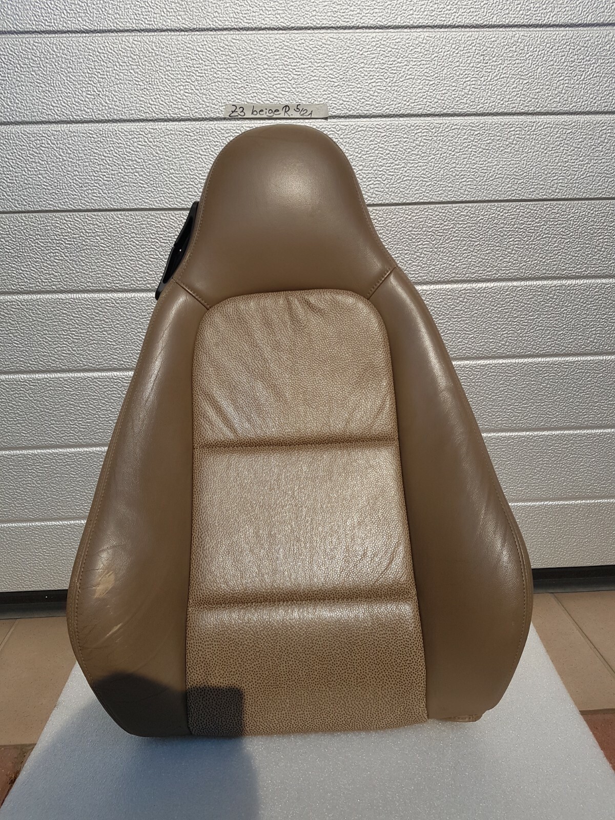BMW Z3 Bei Fahrer Sitz Oberteil Leder beige Rücken Lehne Polster Teil + Bezug – Bild 1