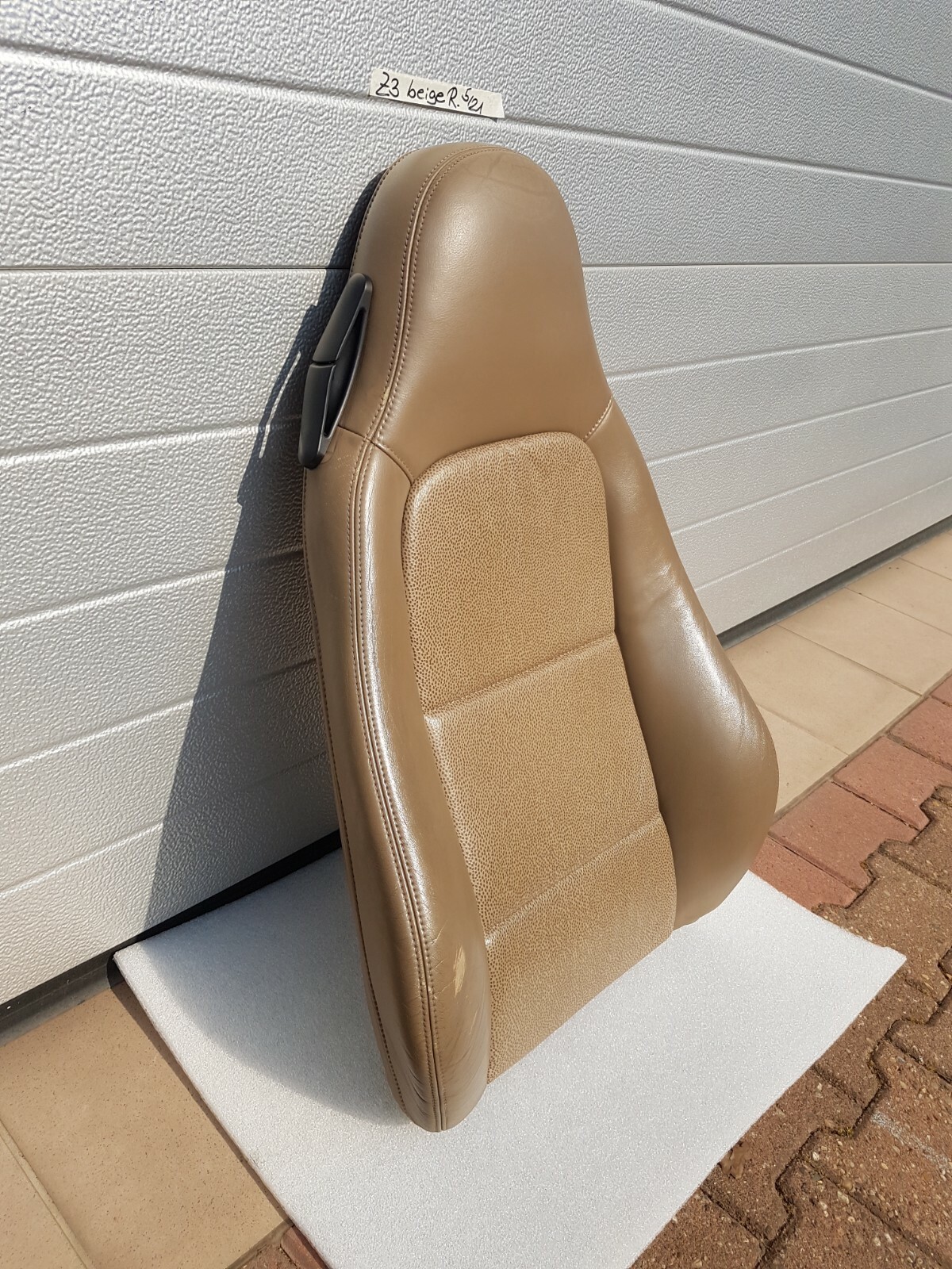 BMW Z3 Bei Fahrer Sitz Oberteil Leder beige Rücken Lehne Polster Teil + Bezug – Bild 2