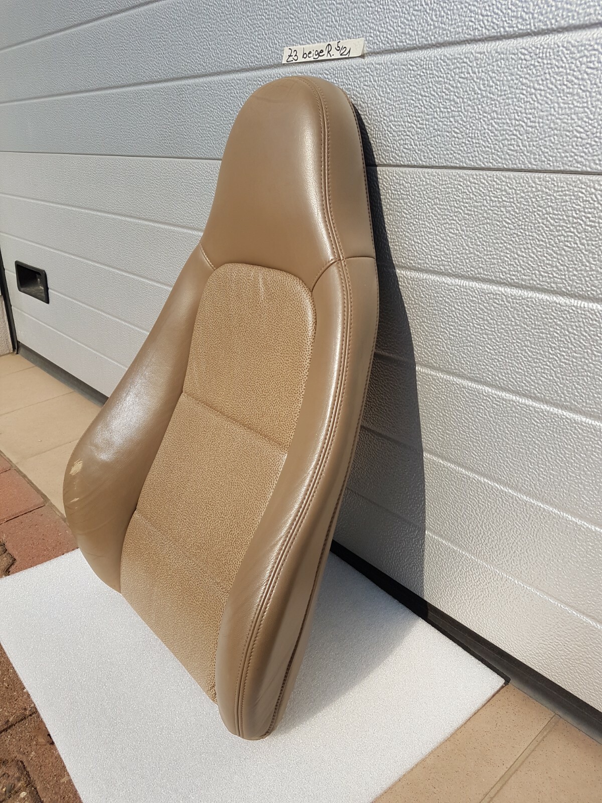 BMW Z3 Bei Fahrer Sitz Oberteil Leder beige Rücken Lehne Polster Teil + Bezug – Bild 3