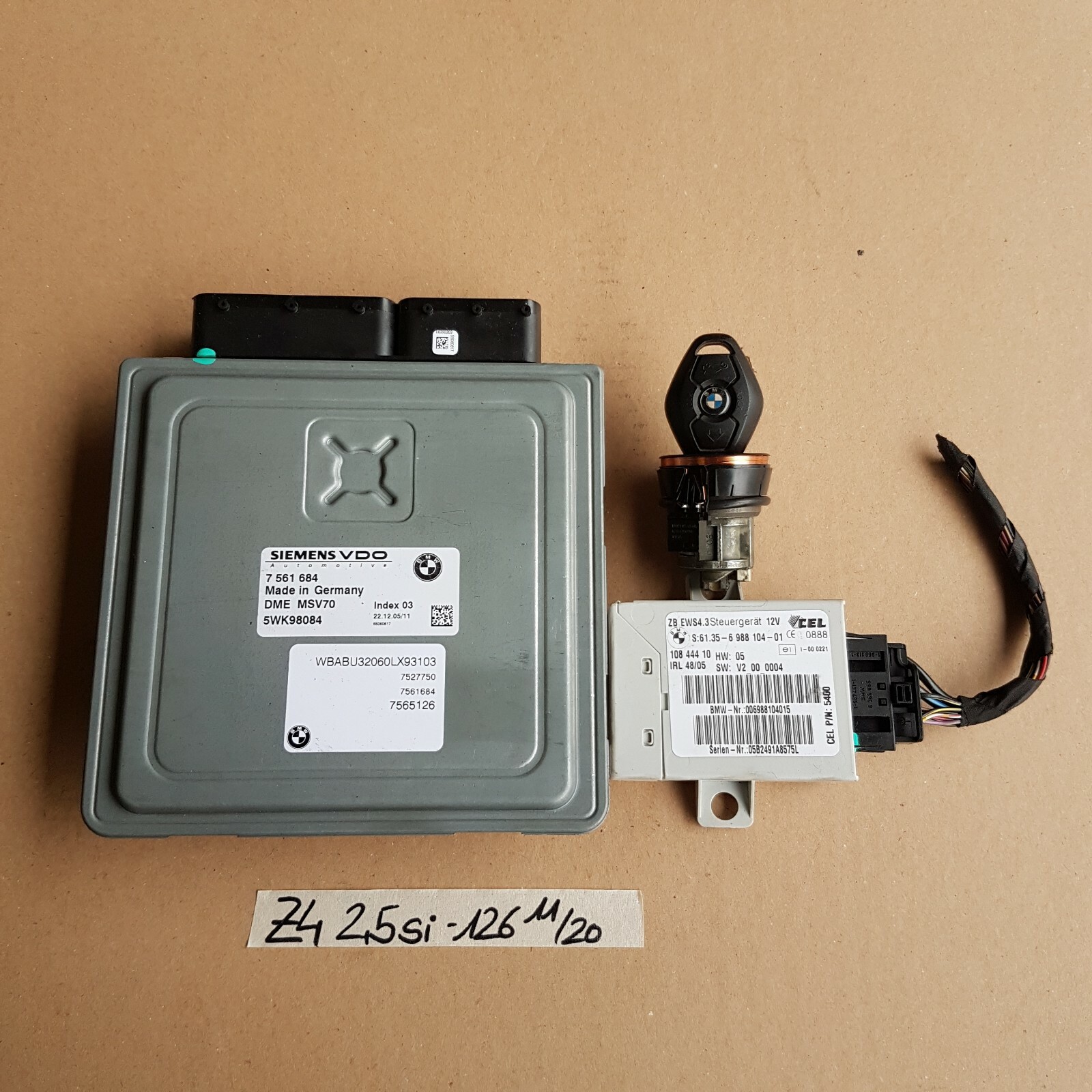 BMW Z4 E85 Motor Steuergerät DME Siemens 7565126 + EWS Modul 6988104 + Schlüssel – Bild 1