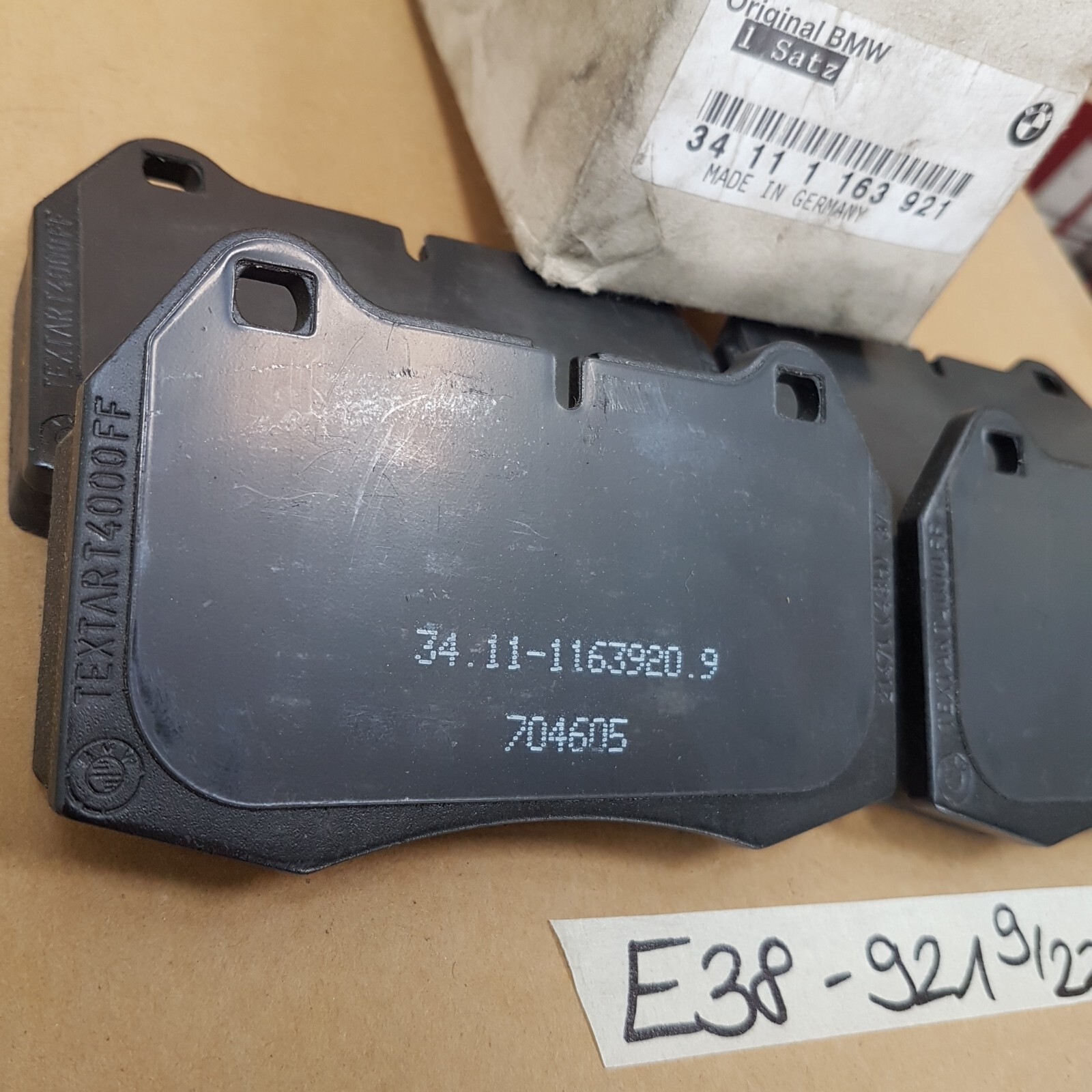 BMW 7er E38 Bremsbeläge 1163921 Satz Bremsbeläge vorne Brems Klötze asbestfrei – Bild 3
