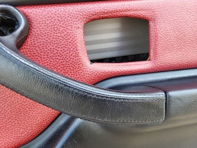 BMW Z3 Roadster  Tür Verkleidung Voll Leder Rot Schwarz R+L + Türgriff ABHOLUNG – Bild 10