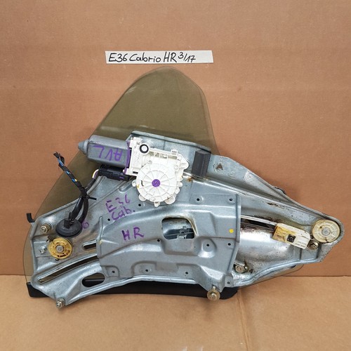 original  BMW 3er E36 Cabrio Seiten Fenster Glas Scheibe + Motor HINTEN RECHTS – Bild 1