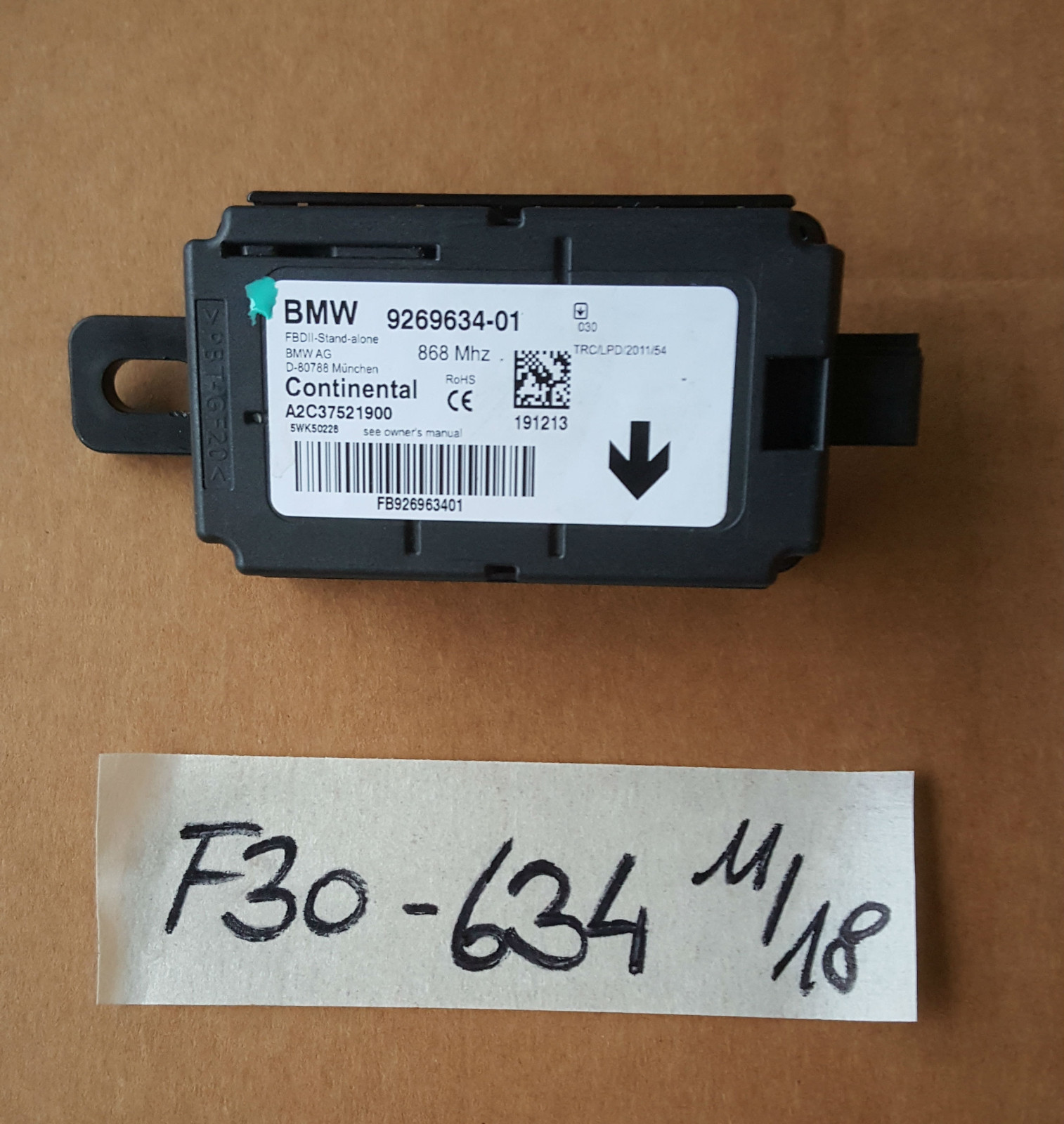 BMW F20 F21 F30 F31 F34 F12 Sensor Alarm Steuergerät Funkfernbedienung 9269634 – Bild 1