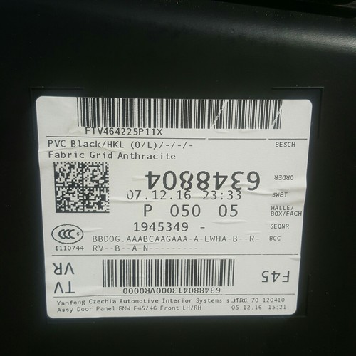 BMW F45 Tür Verkleidung VORNE RECHTS Stoff Grid Anthrazit  Lichtpaket ABHOLUNG – Bild 4