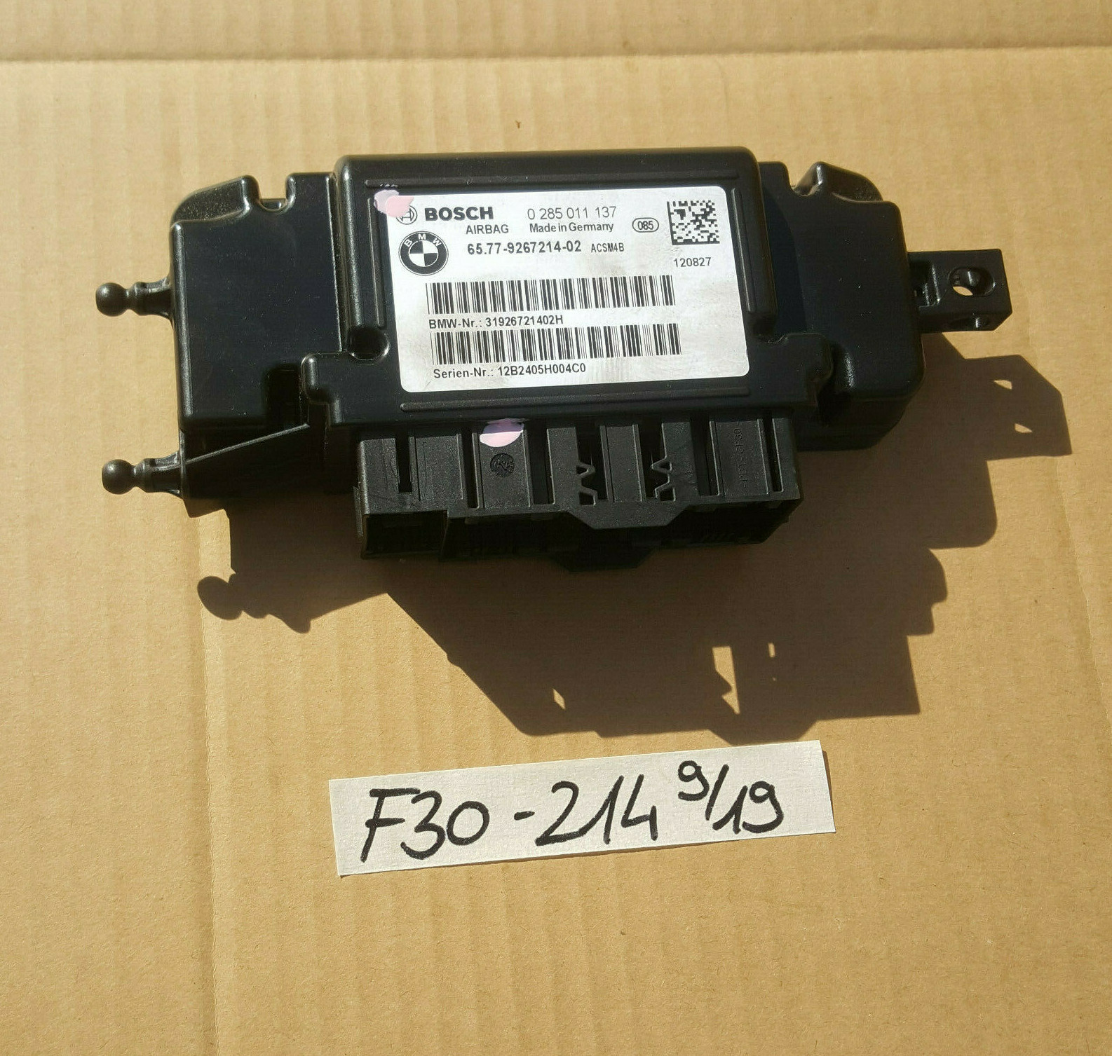 BMW F30 F34 F20 F21 Steuergerät Airbag Modul 9267214 – Bild 1