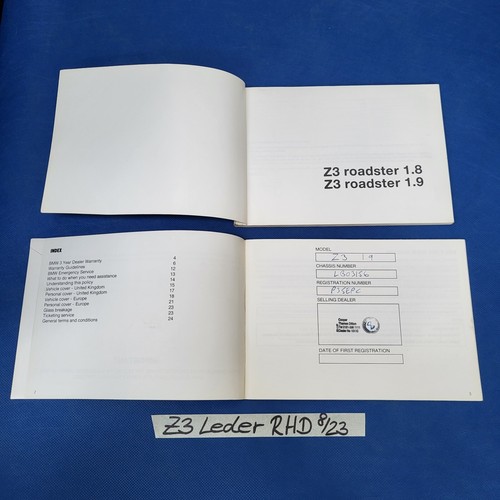 BMW Z3 Roadster Bordmappe Echt Leder  Handbuch Betriebsanleitung Englisch – Bild 6