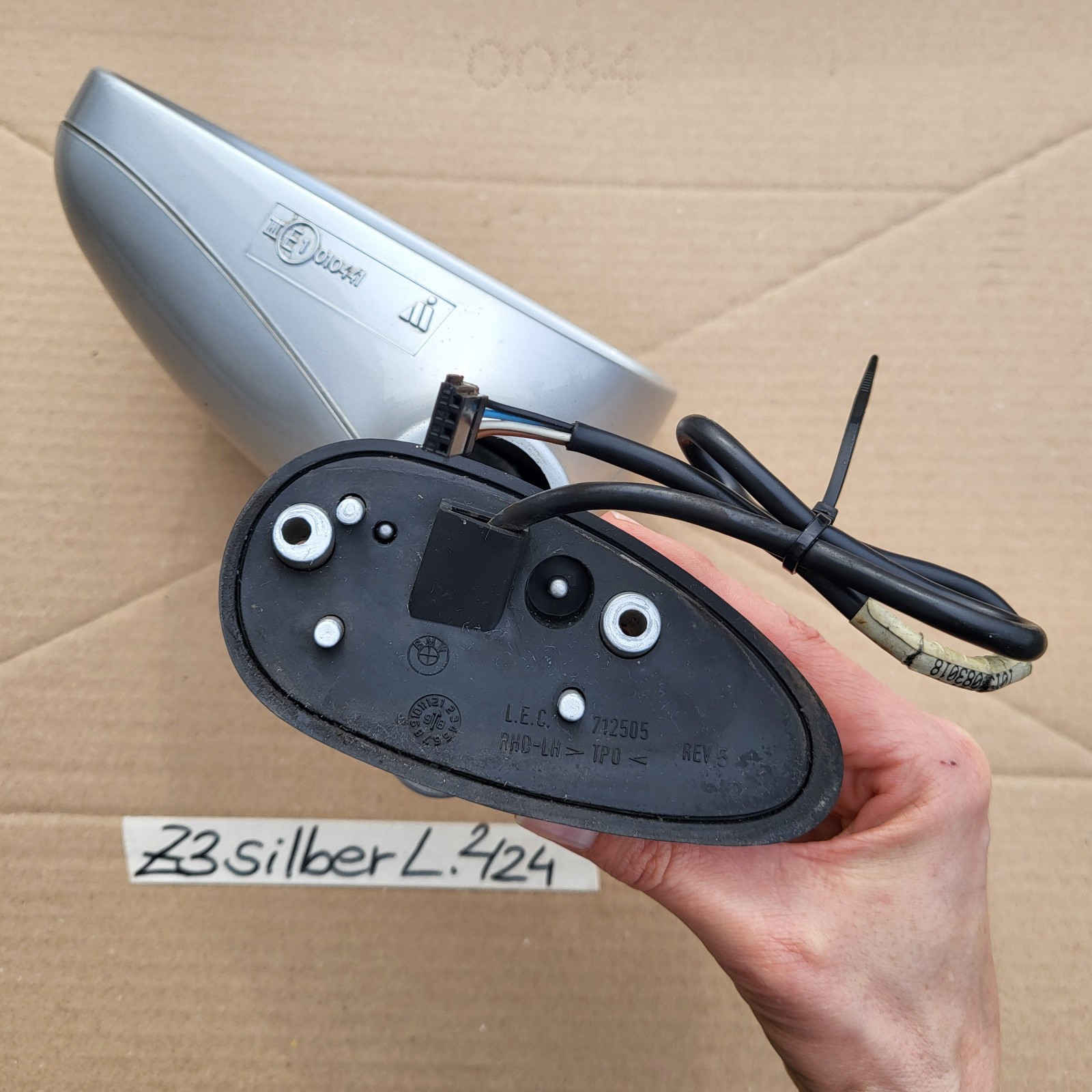 BMW Z3 Roadster Seiten Außen Spiegel Glas + Motor LINKS Titan Silber Metallic – Bild 7