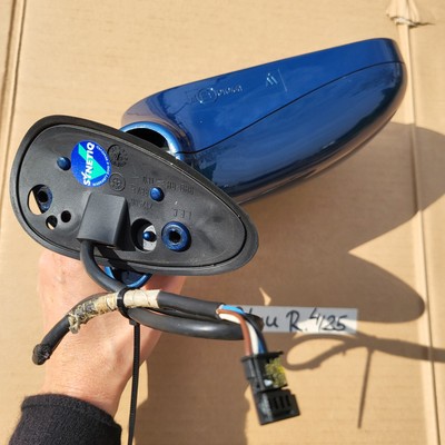 BMW Z3 Roadster Seiten Außen Spiegel Gehäuse Glas Motor RECHTS Topas Blau