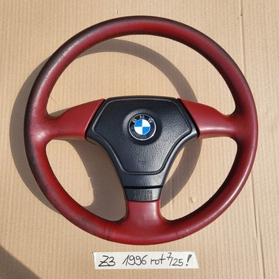 BMW E31 E34 E36 E39 Z3 Lenkrad 1093354 Leder Lenker Rot + Fahrer Airbagmodul – Bild 1
