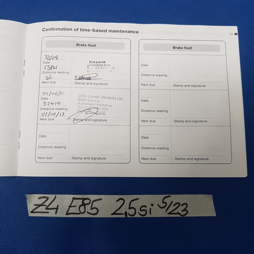 BMW Z4 E85 Bordmappe Leder Serviceheft 2,5 si Betriebsanleitung English Handbuch