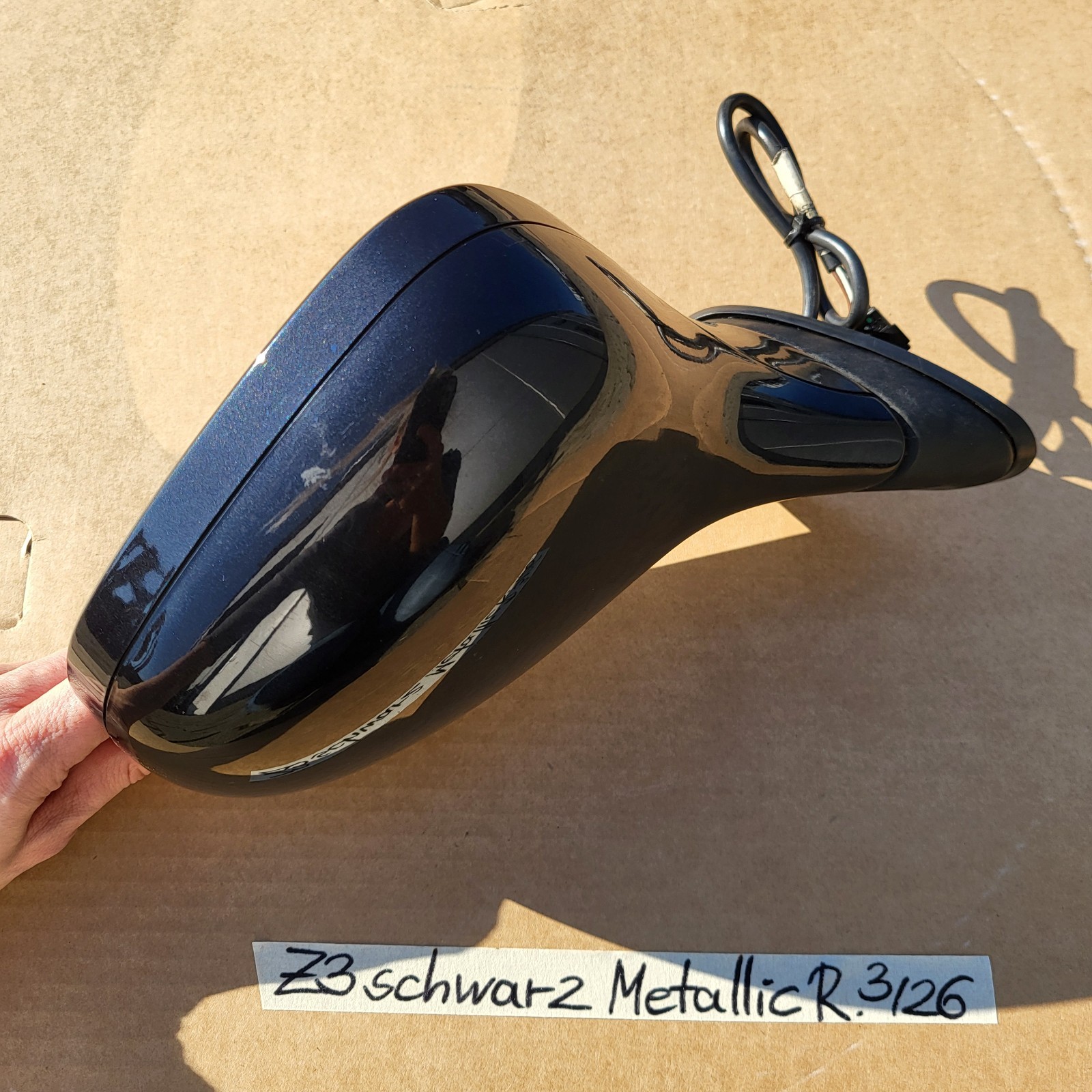 BMW Z3 Roadster + Coupe Seiten Außen Spiegel Glas Motor RECHTS Schwarz Metallic – Bild 4