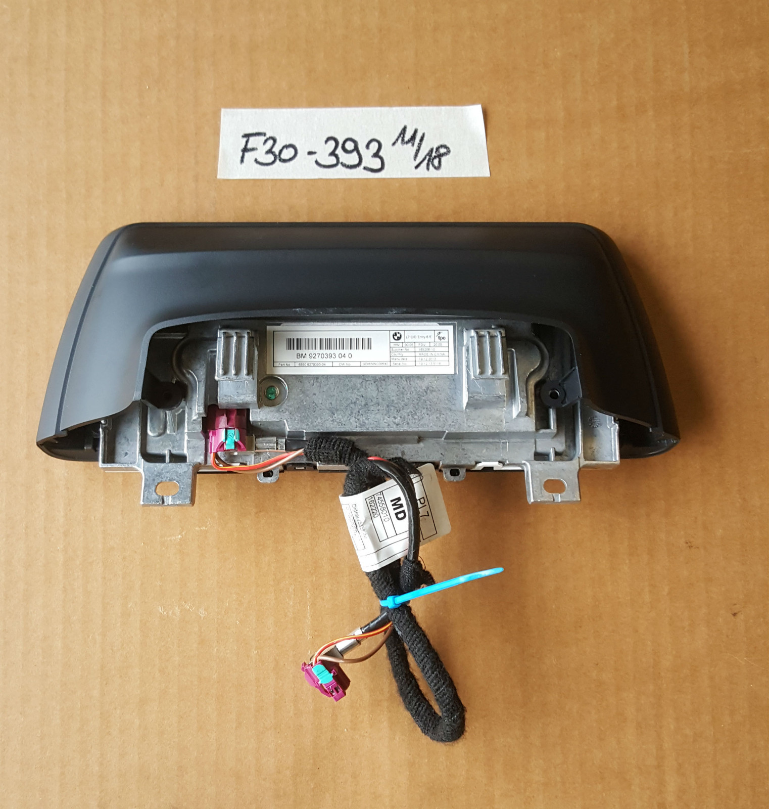 BMW F30 F31 F34 F32 Centrales Informations Display 6,5 Zoll 9270393 Bord Monitor