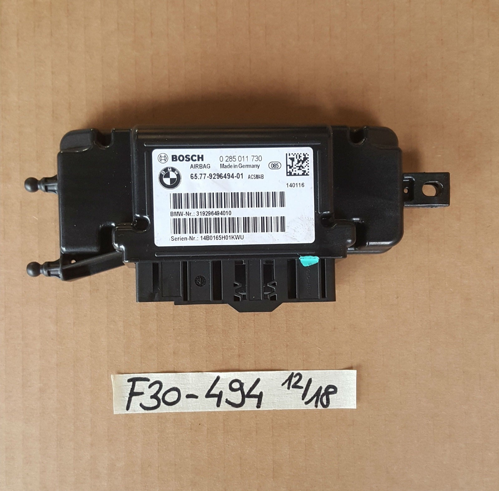 BMW F20 F21 F30 F31 F34 F35 F80 Steuergerät Airbag Modul 9296494