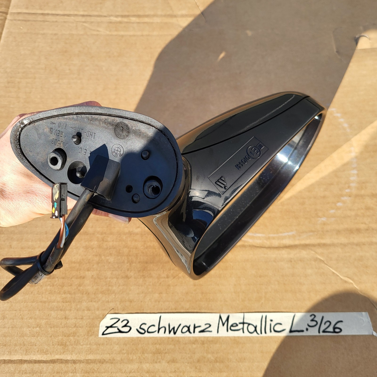 BMW Z3 Roadster + Coupe Seiten Außen Spiegel Glas Motor LINKS Schwarz Metallic – Bild 7