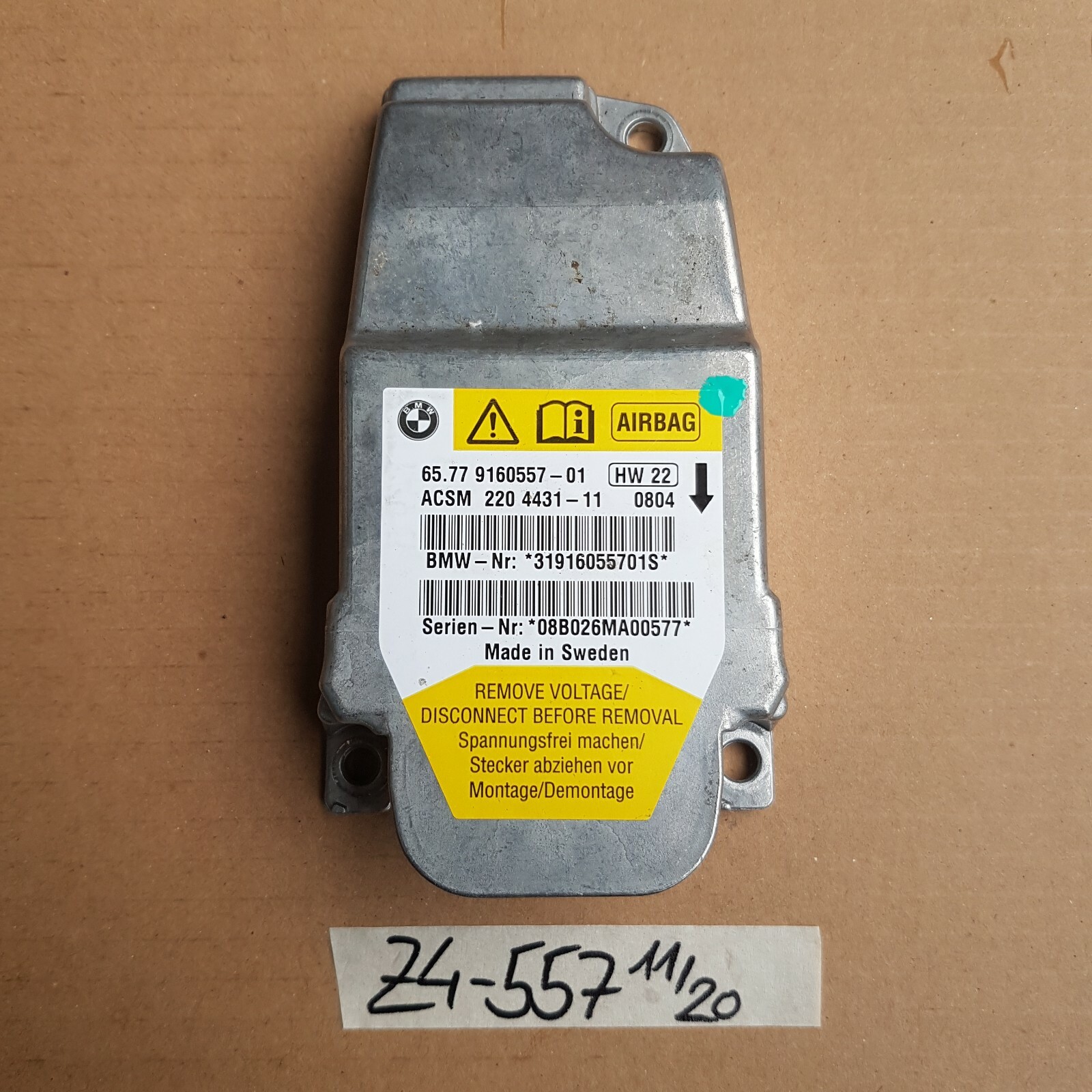 BMW Z4 E85 E86 Steuergerät  Airbag Sensor Modul 9160557