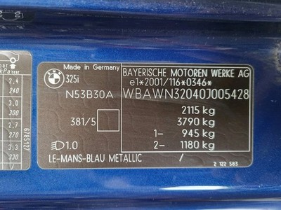 BMW E92 E93 Bei Fahrer Tür Seiten Türe VORNE rechts ODER links Blau ABHOLUNG