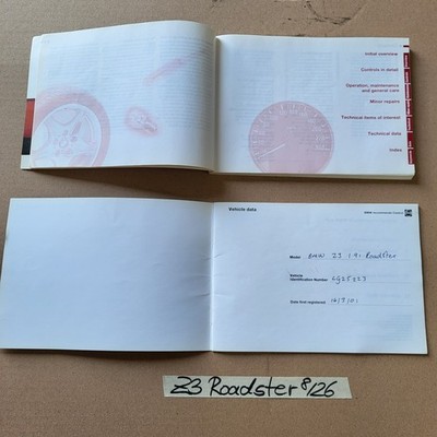 BMW Z3 Roadster Bordmappe Kunst-Leder  Handbuch Betriebsanleitung Englisch